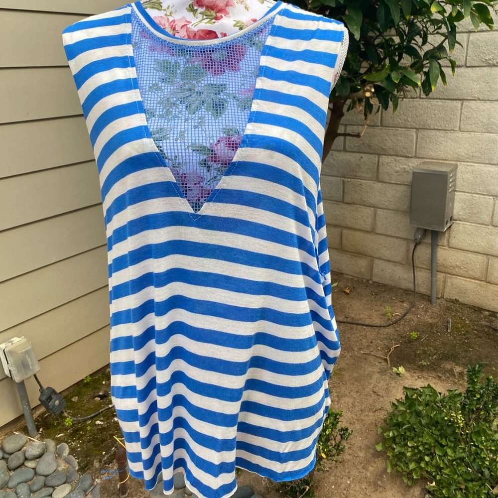 Emma and Sam blue and white striped tank